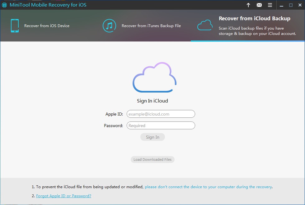 recover-from-iCloud-backup-file-iCloud-login-interface