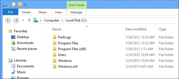 find out Windows old folder