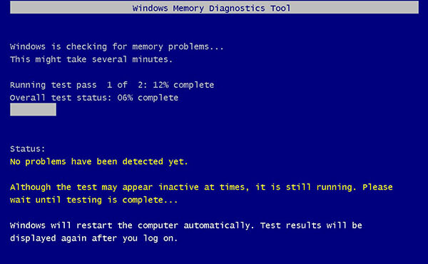 Diagnostics de mémoire Windows