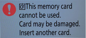 This Memory Card Cannot Be Used