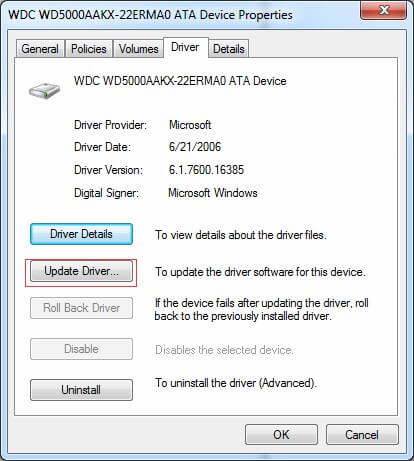 actualizar el disco duro de Windows 7