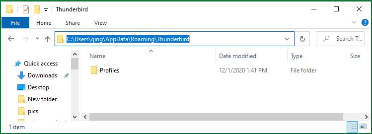 Thunderbird Profile Location