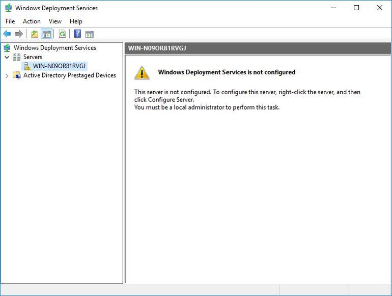 your server is not configured with Windows Deployment Services