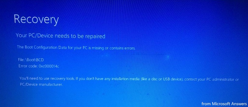 Windows 10 Error Code 0xc000014c