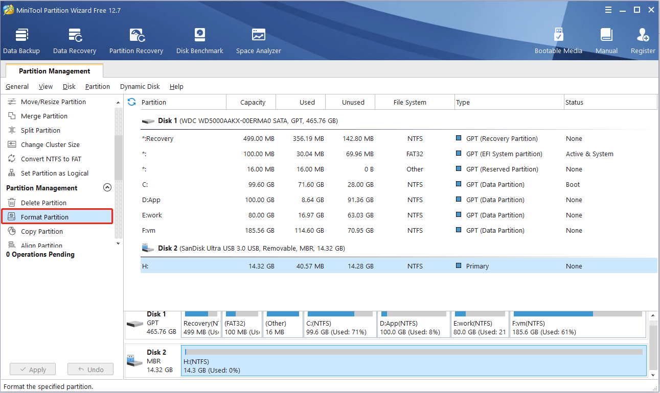 format the partition 