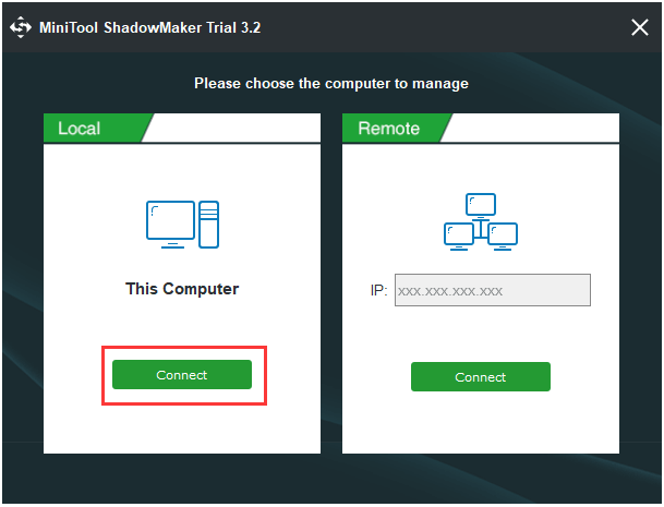 click Connect in This Computer to enter its main interface