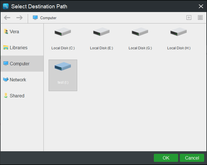 choose USB drive for Windows 10 backup