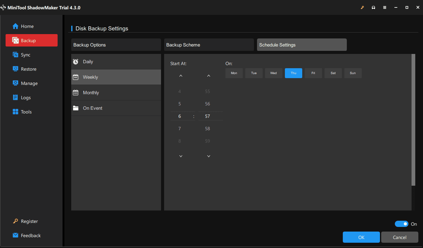 MiniTool ShadowMaker backup options