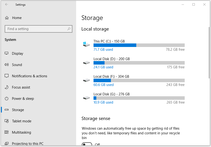 check the storage of your computer