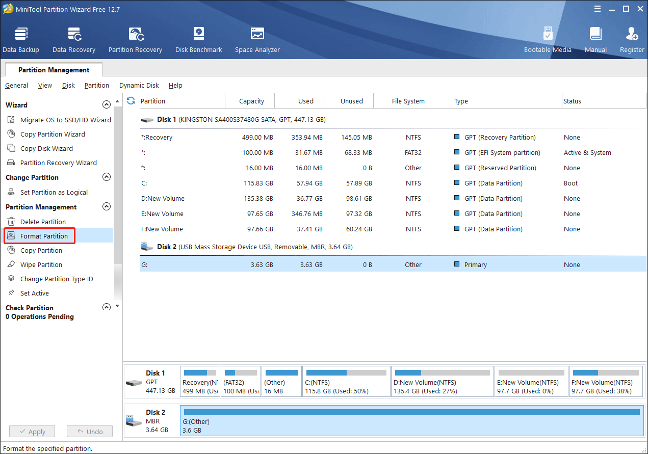 format the disk