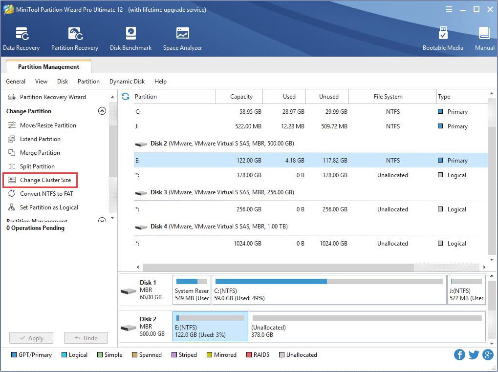 change cluster size