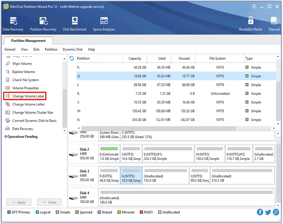 choose Change Volume Label