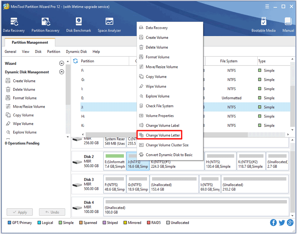 select Change Volume Letter