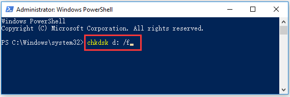 exécuter CHKDSK dans PowerShell