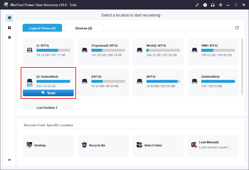 select the RAW drive to scan