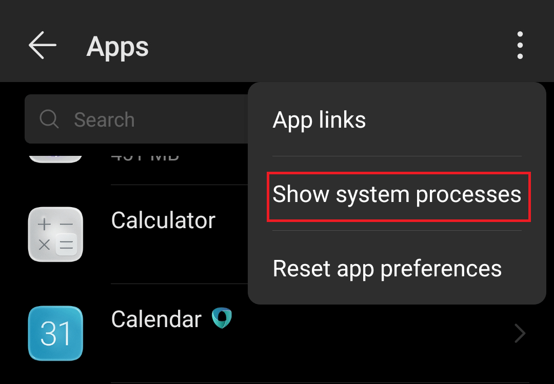 show system processes