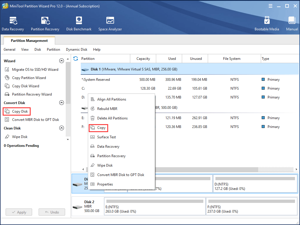 MiniTool Partition Wizard clonar um disco rígido