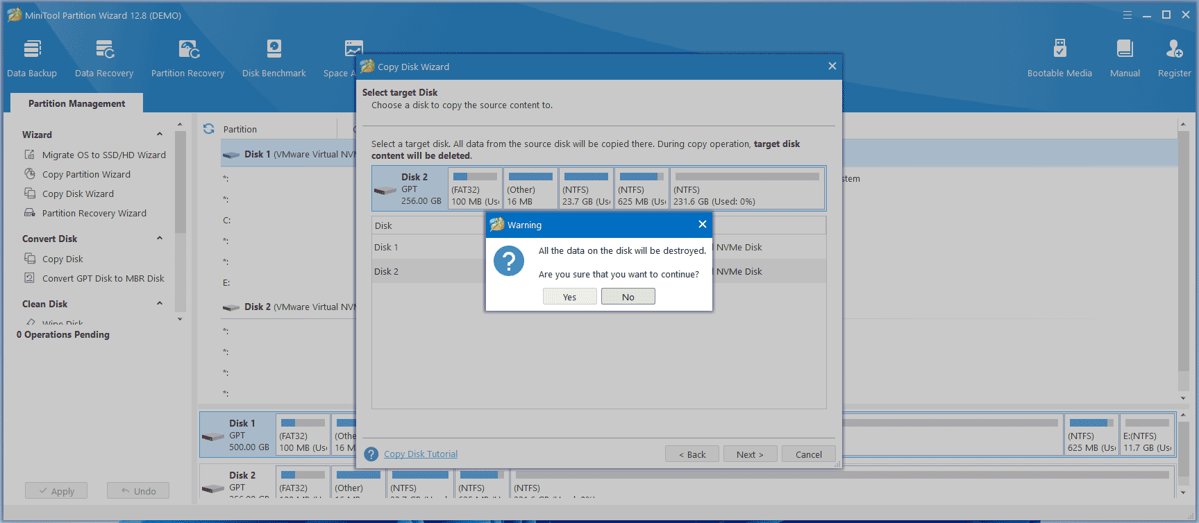 MiniTool Partition Wizard clone to smaller disk