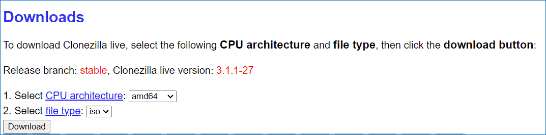 download Clonezilla ISO