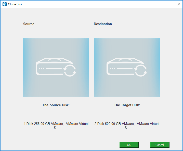 choose source and destination disk