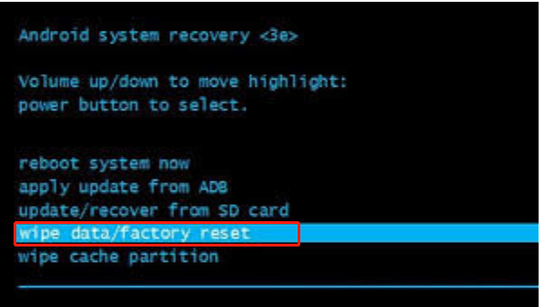 wipe data/factory reset