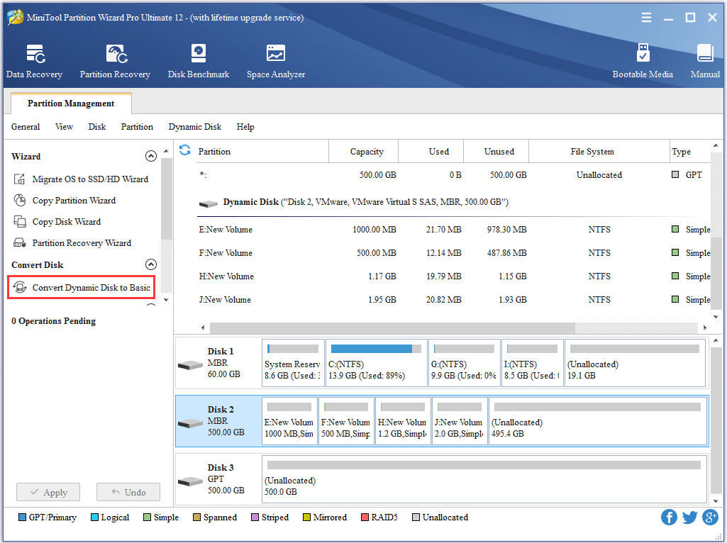 convert dynamic disk to basic