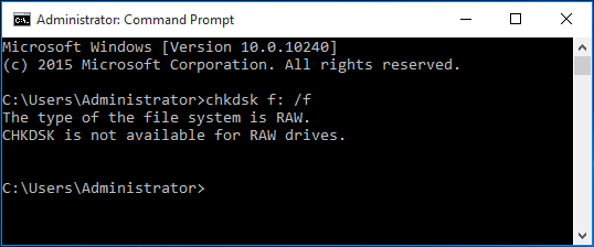 CHKDSK no está disponible para unidades RAW