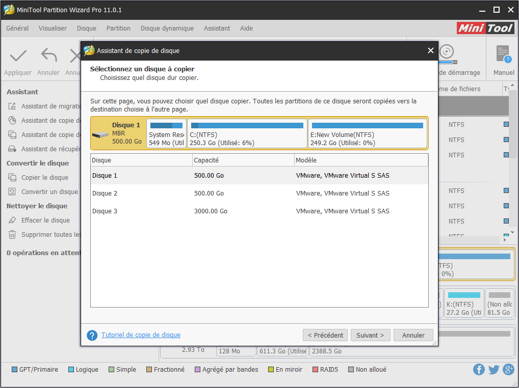 sélectionnez le disque que les utilisateurs souhaitent copier et cliquez sur Suivant