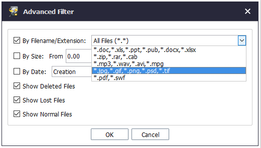 filtrer les fichiers inutiles