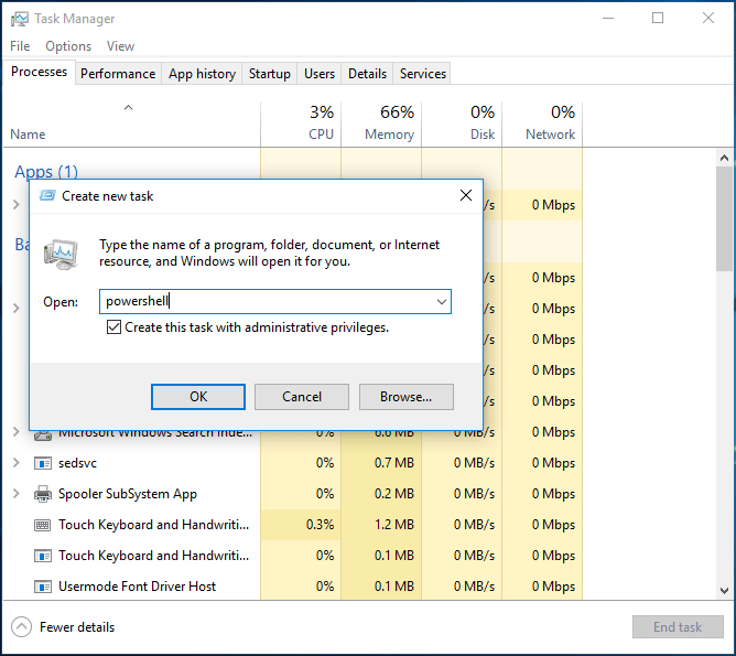create new task from task manager