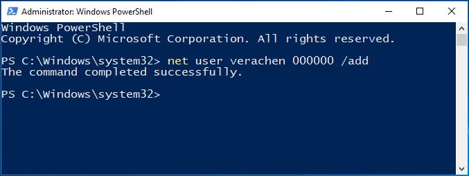 use powershell to create a new account