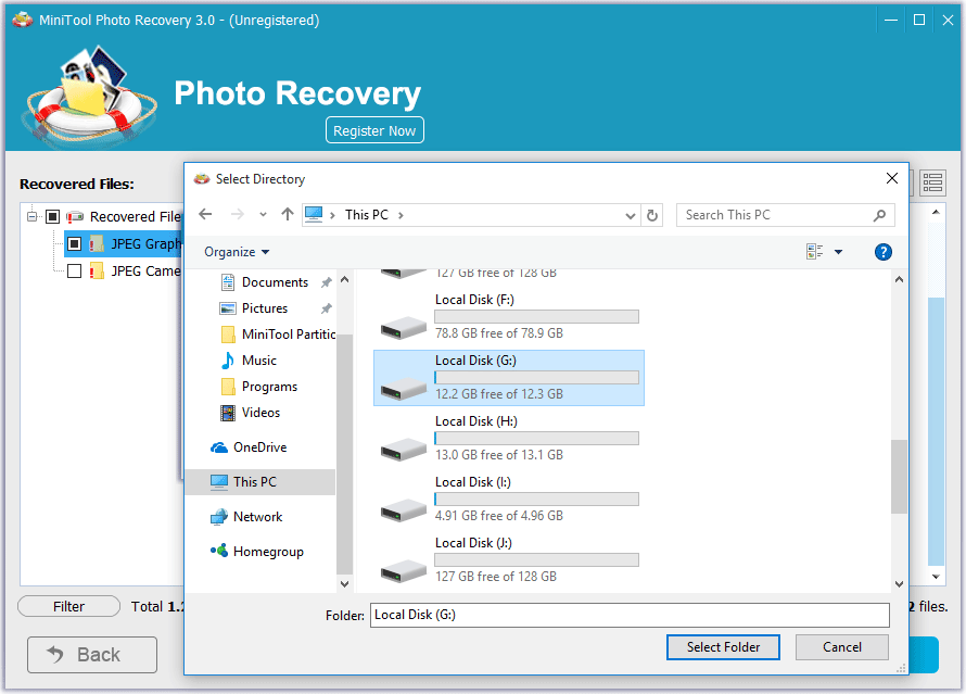 select a folder to save the chosen photos