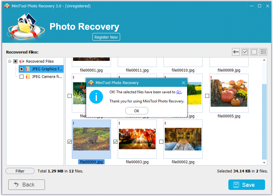 view the recovered photos