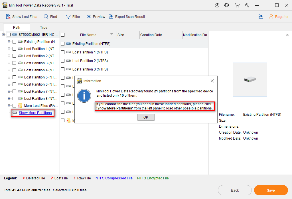 show more partitions