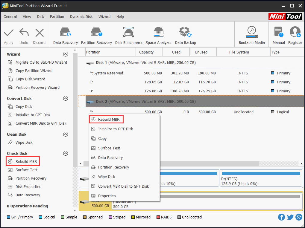 reconstruir MBR para reparar el problema desconocido del disco inicializado