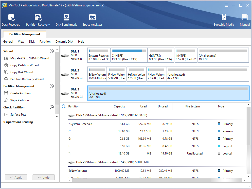 disk map on the top