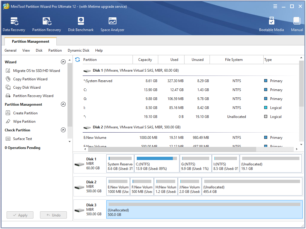 disk map on the bottom