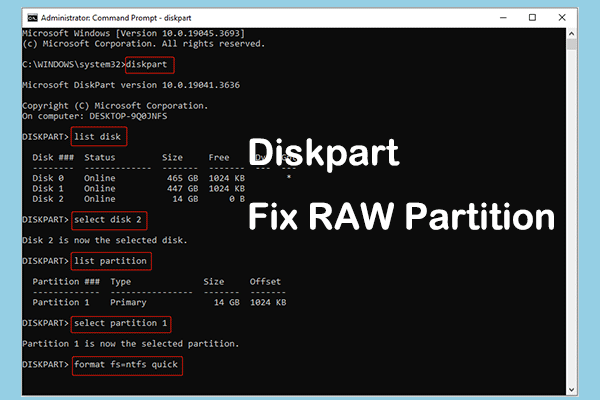 Diskpart Fix RAW Partition Without Losing Data