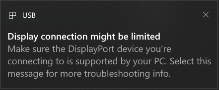 show the display connection might be limited error