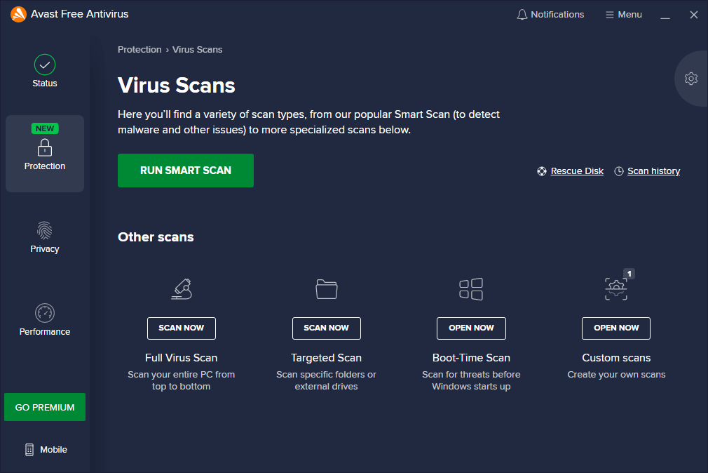 more specific virus scan