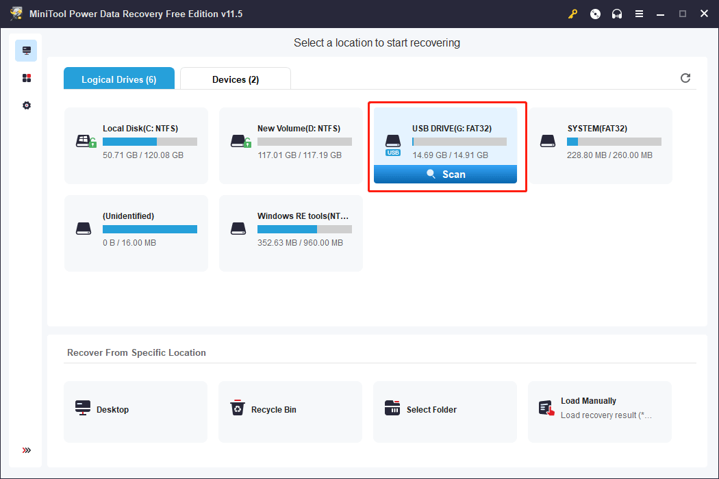 scan the USB drive