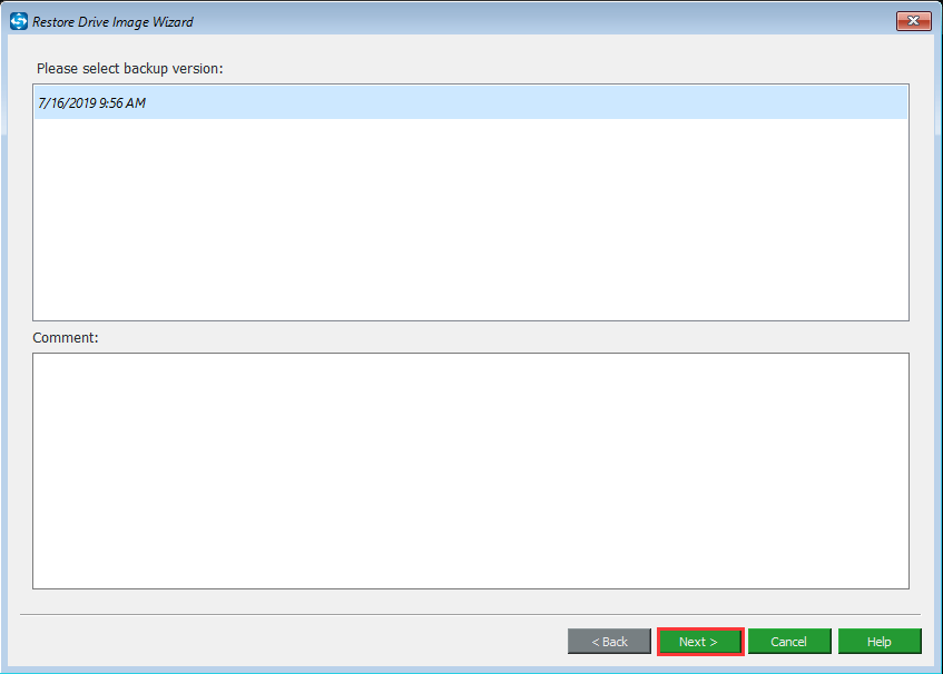 choose backup version and click Next