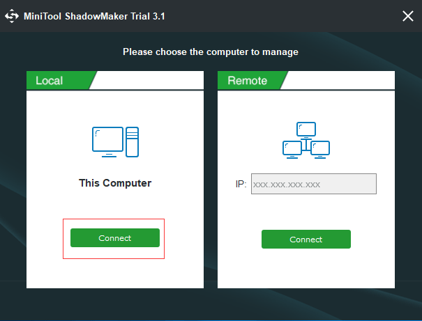 click Connect in This Computer to enter its main interface