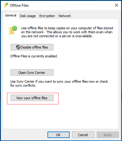 click view your offline files to continue