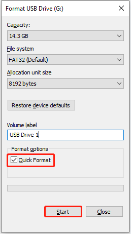 format the USB drive