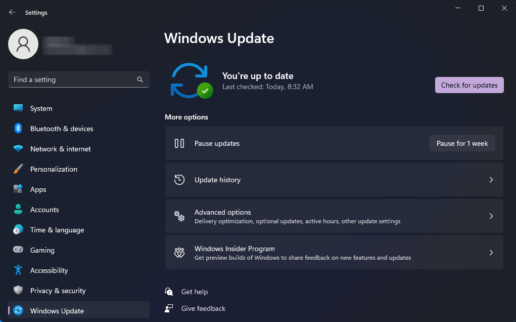 check for updates on Windows 11