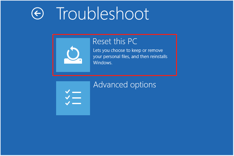 choose Reset this PC