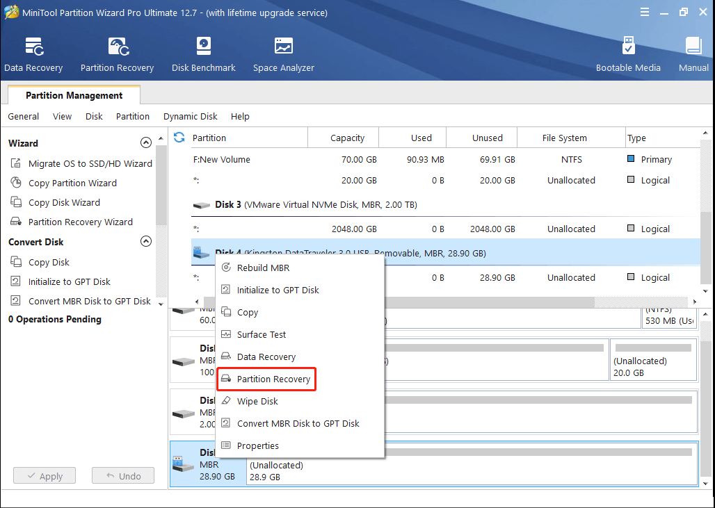 choose Partition Recovery to continue