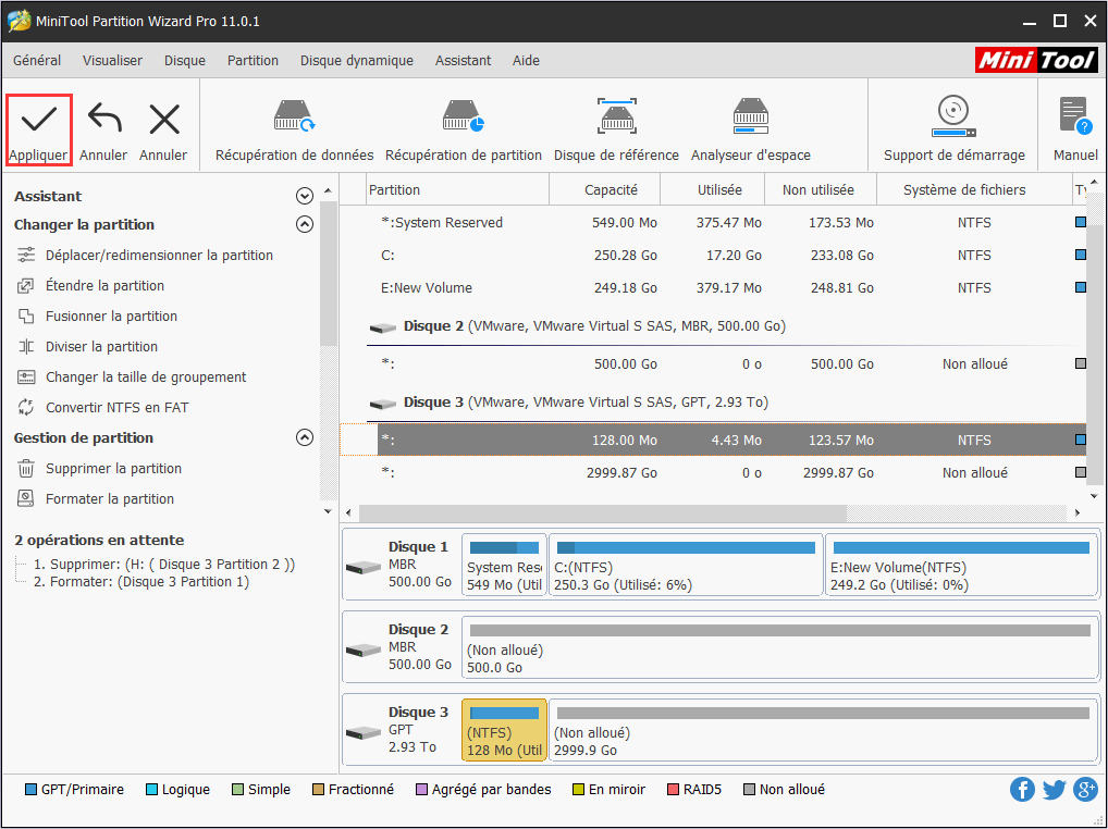 formater une partition à l'aide de MiniTool