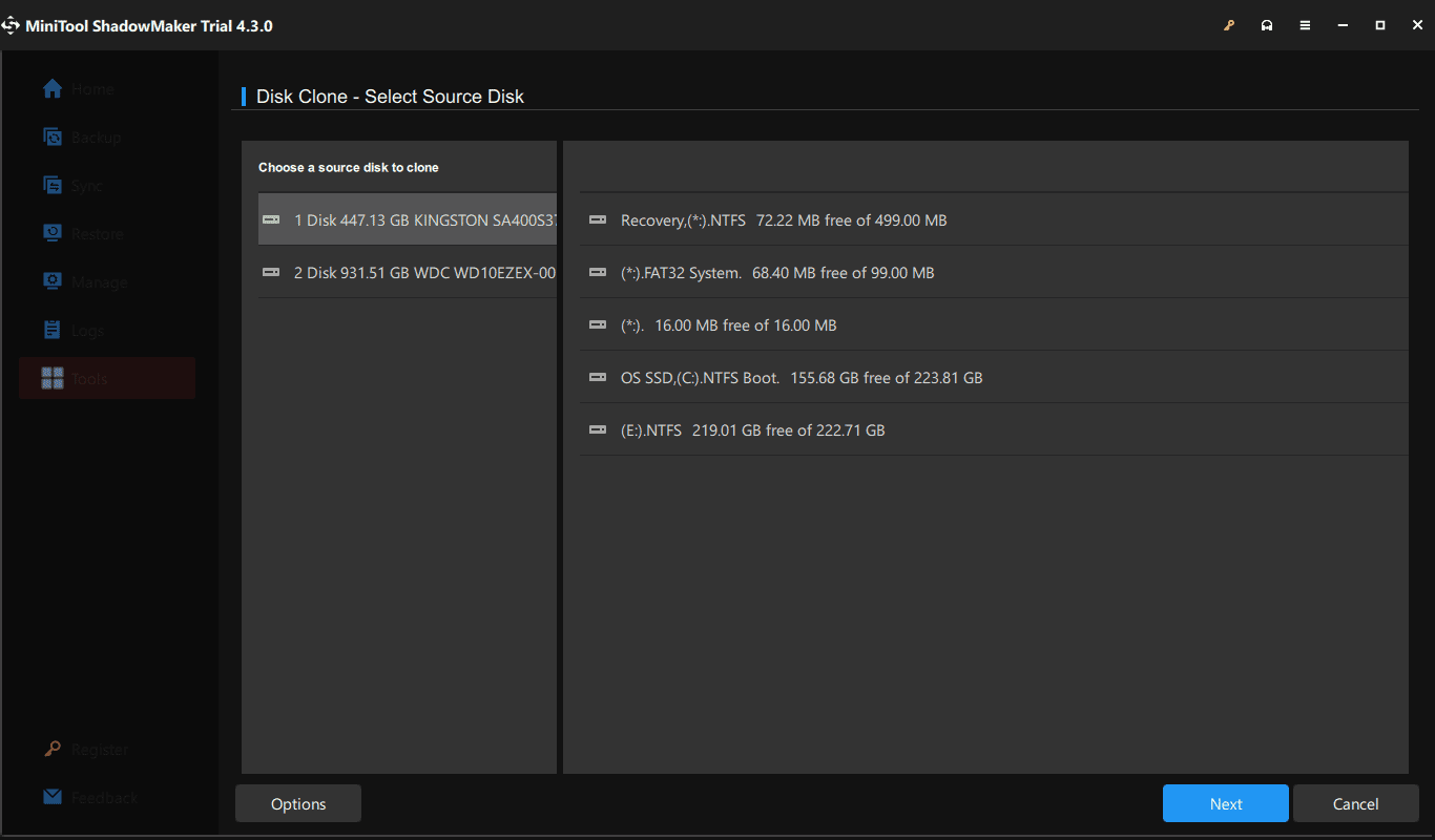 choose source drive